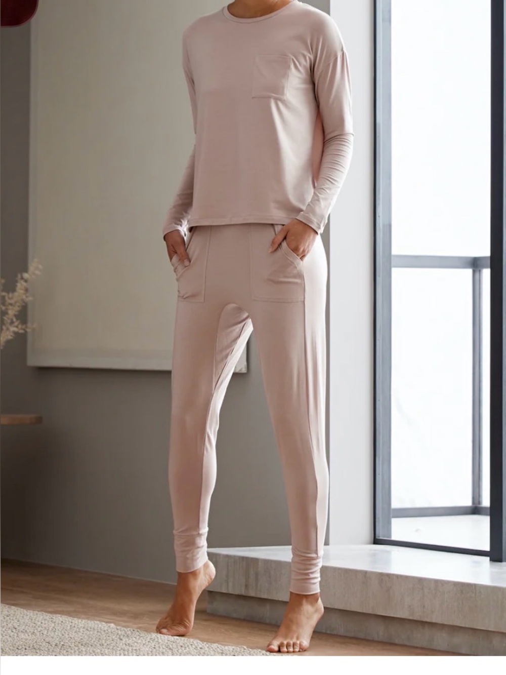 Sijo SoftStretch Bamboo Tencel Rose Pink Jogger Pants Size L
